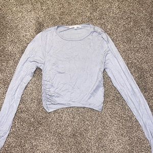 Blue scrunched up side long sleeve crop